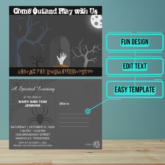 ハロウィン来招待状アウトと遊ゴシックド ポストカード