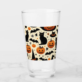 ハロウィン柄の黒猫とかぼちゃのパターン タンブラーグラス