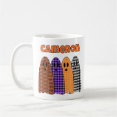 ハロウィン柄チェックギンガムのオバケ コーヒーマグカップ (左)