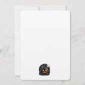 ハロウィン柄 | かぼちゃ, コウモリ, 秋の葉。 招待状 (裏面)