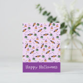 ハロウィン柄 サンクス パープルのカボチャ ポストカード (スタンド正面)