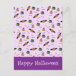ハロウィン柄 サンクス パープルのカボチャ ポストカード