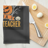 ハロウィン植物学教師スケルトンカボチャデザイン キッチンタオル (四つ折り)