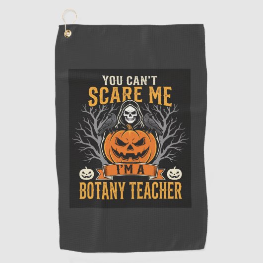 ハロウィン植物学教師スケルトンカボチャデザイン ゴルフタオル (正面)