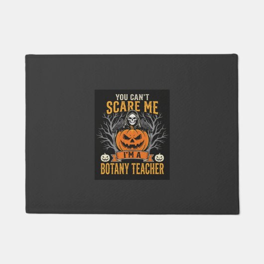 ハロウィン植物学教師スケルトンカボチャデザイン ドアマット (正面)