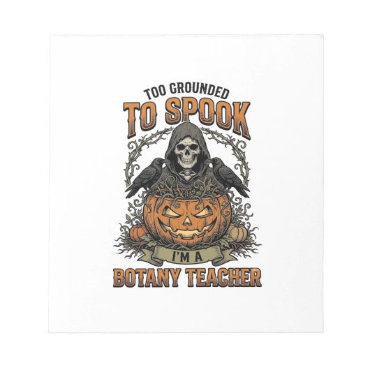 ハロウィン植物学教師ビンテージ彫刻カボチャ ノートパッド (正面)