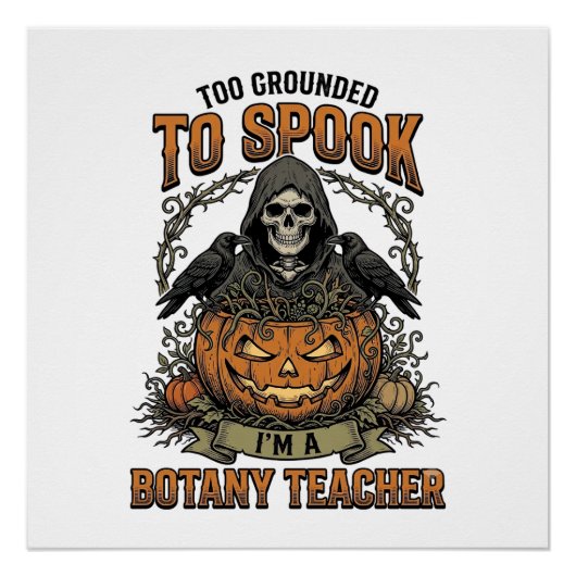 ハロウィン植物学教師ビンテージ彫刻カボチャ ポスター (正面)