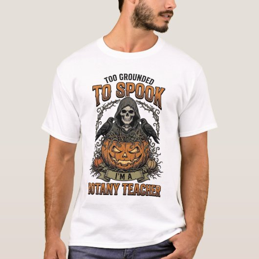 ハロウィン植物学教師ビンテージ彫刻カボチャ Tシャツ (正面)