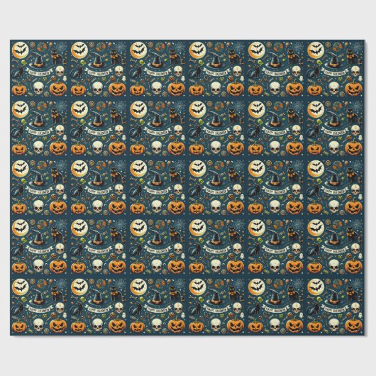 ハロウィン楽しもう 怖くて可愛い ラッピングペーパー (フラット)