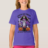 ハロウィン海賊 トリック・オア・トリート それとも船から飛び込む？ Tシャツ (正面)