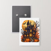 ハロウィン満月の幽霊城 缶バッジ (正面/裏面)