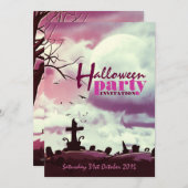 ハロウィン満月墓地招待状 招待状 (正面/裏面)