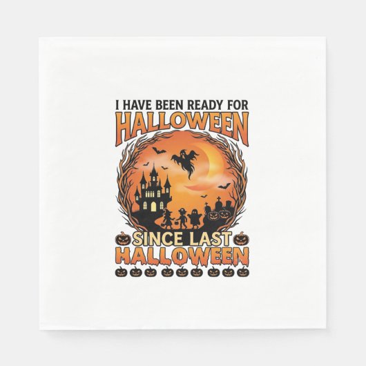 ハロウィン準備完了 おばけ城 ゴースト キー スタンダードランチョンナプキン (正面)