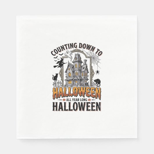 ハロウィン準備完了Tシャツ ビンテージ 幽霊の館 秋 スタンダードランチョンナプキン (正面)