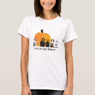 ハロウィン熱狂するな猫の女性 Tシャツ