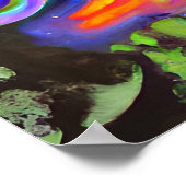 ハロウィン熱狂するブラックキャットポートレートアート ポスター (角)