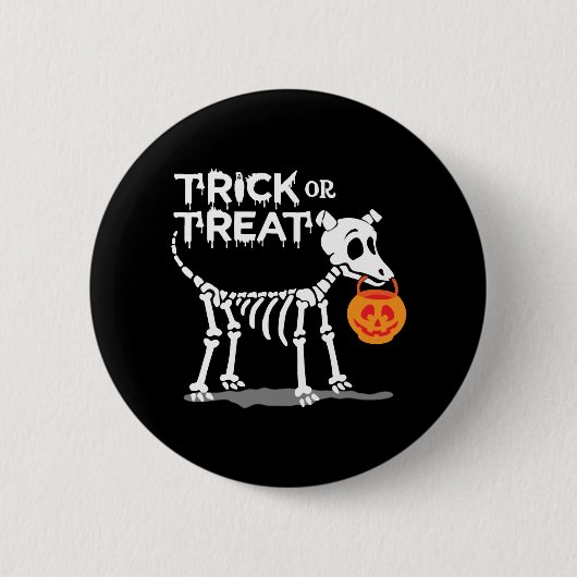 ハロウィン犬をトリックまたは治療する 缶バッジ (正面)