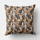 ハロウィン犬パーティー – カボチャかわいい犬の品種 クッション (裏面)