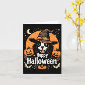 ハロウィン犬ロングスリーブ カード (黄色い花)