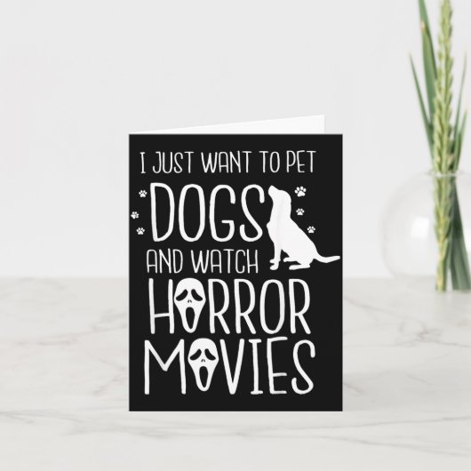 ハロウィン犬 - 犬を撫でてホラーを見たい カード (正面)