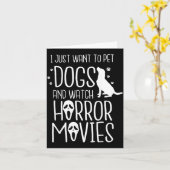 ハロウィン犬 - 犬を撫でてホラーを見たい カード (黄色い花)