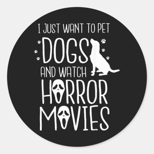 ハロウィン犬 - 犬を撫でてホラーを見たい ラウンドシール (正面)