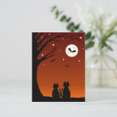 ハロウィン猫が月を見る ポストカード (スタンド正面)
