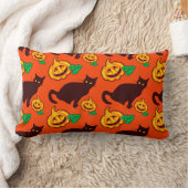 ハロウィン猫とカボチャ。両面デザイン ランバークッション (ブランケット)