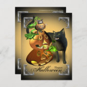 ハロウィン猫とマウスゲームはがき ポストカード (正面/裏面)
