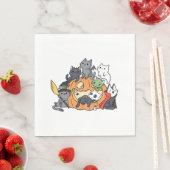 ハロウィン猫と子猫 スタンダードランチョンナプキン (インサイチュ)