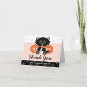 ハロウィン猫のおむつのピンクのベビーシャワーは感謝していしています サンキューカード (正面)