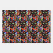 ハロウィン猫のプレゼントクールを3種類セット ラッピングペーパーシート (正面3)