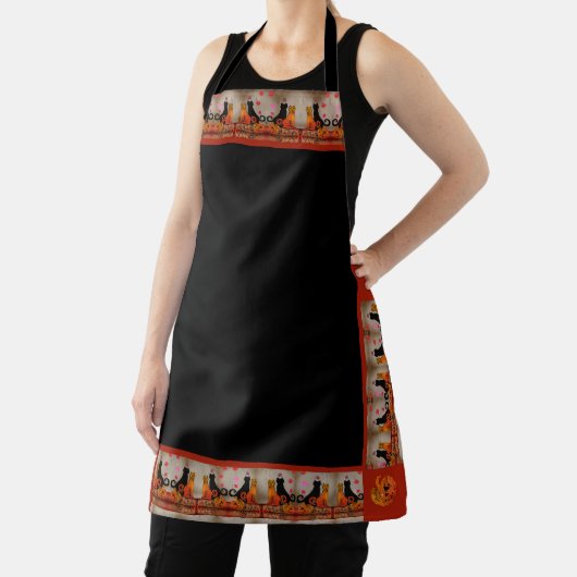 ハロウィン猫ネコ全周プリントエプロン エプロン (インサイチュ)