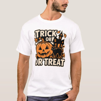 ハロウィン猫パッチ トリック オア トリート Tシャツ