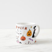 ハロウィン猫ヴィンテージ線パターン エスプレッソカップ (正面右)