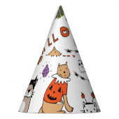 ハロウィン猫ヴィンテージ線パターン パーティーハット (左)