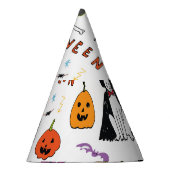 ハロウィン猫ヴィンテージ線パターン パーティーハット (右)