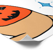 ハロウィン猫ヴィンテージ線パターン ポスター (角)