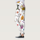 ハロウィン猫ヴィンテージ線パターン レギンス (左)
