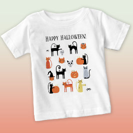 ハロウィン猫不気味可愛 ベビーTシャツ