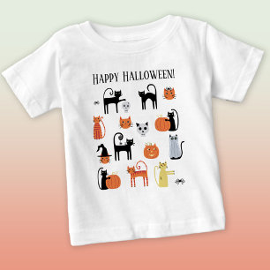 ハロウィン猫不気味可愛 ベビーTシャツ