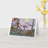 "ハロウィン猫及び小型の"空白のなカード カード (黄色い花)