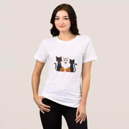 ハロウィン猫女子Tシャツ – かわいい不気味デザイン トライブレンドTシャツ
