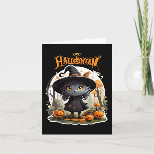 ハロウィン猫好きおもしろい不気味ハロウィンホラー カード (正面)