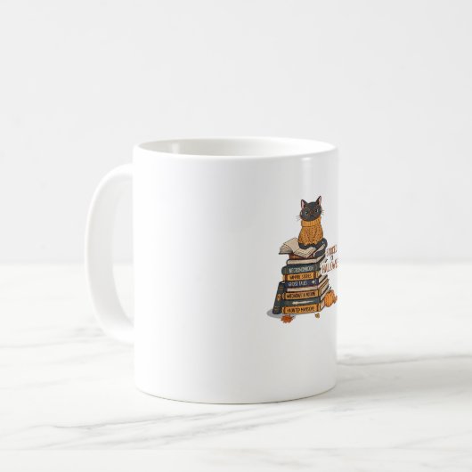 ハロウィン猫好きクラシックTシャツ用の予約 コーヒーマグカップ (正面左)