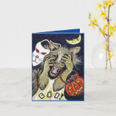 ハロウィン猫折りカード カード (黄色い花)