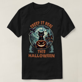 ハロウィン猫:この実在ハロウィンーをクリープ Tシャツ
