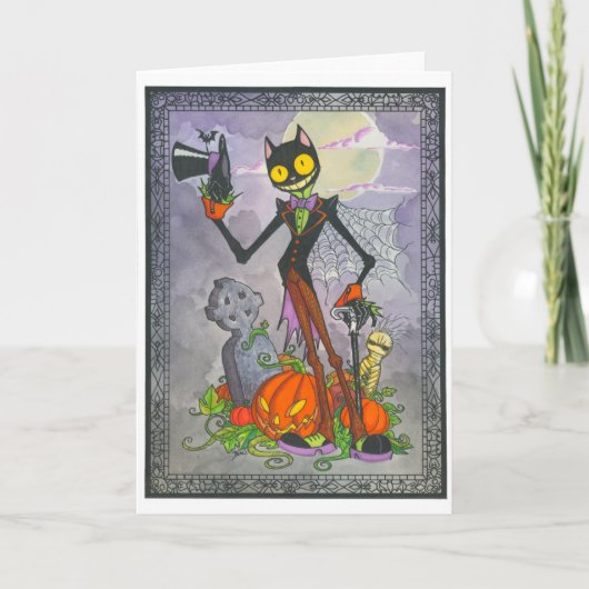 "ハロウィン猫"の空白のなカード カード (正面)