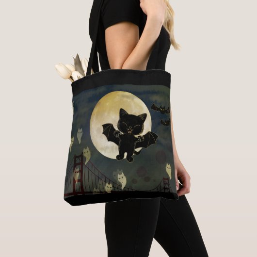 ハロウィン猫 トートバッグ (クローズアップ)