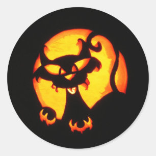 ハロウィン猫 ラウンドシール